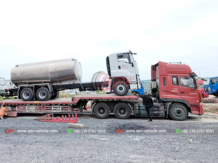 1 Unit Aviation Refueling Truck Loaded onto Flatbed Transport Truck